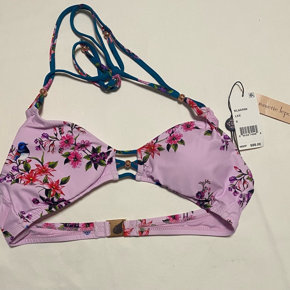 Nanette Lepore Floral Bikini Top with Strappy Back